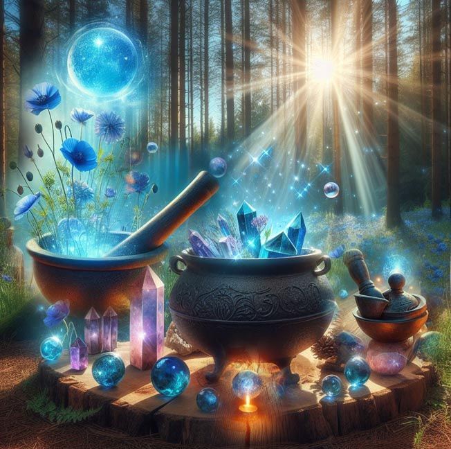 Mortars, cauldrons, and incense burners used for smudging, cleansing, and ritual work.