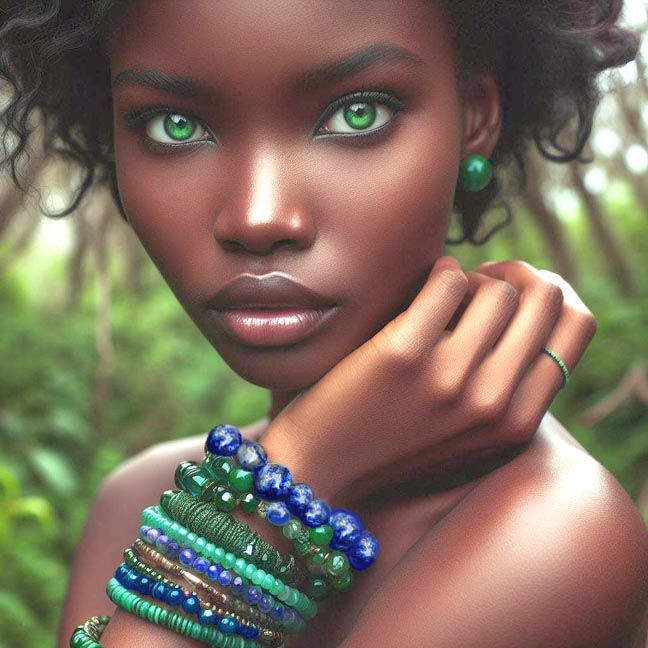 Green and Blue Gemstone Bracelets