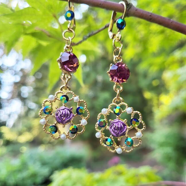 🌸Retro Floral Rhinestone Earrings