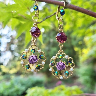🌸Retro Floral Rhinestone Earrings