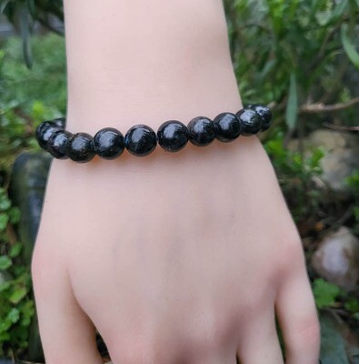 Black Kyanite 8mm bead bracelet offering strong aura protection and Archangel Michael inspired energy.
