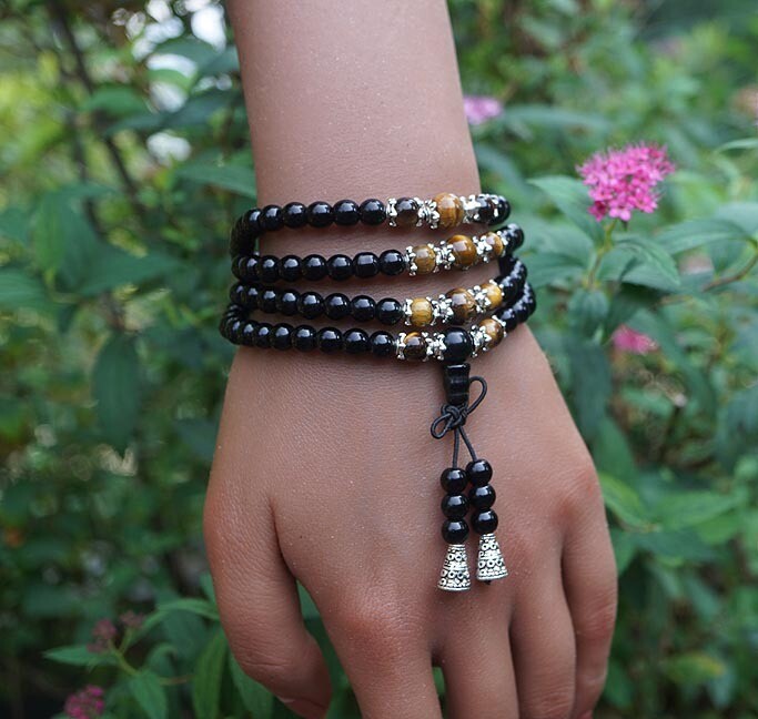 Obsidian and Tiger Eye Prayer Beads