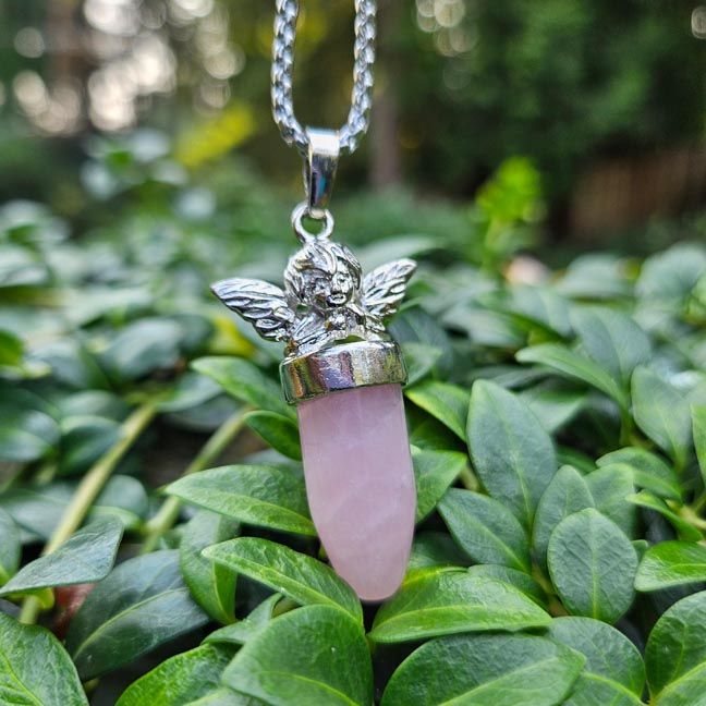 Rose Quartz Angel Pendant