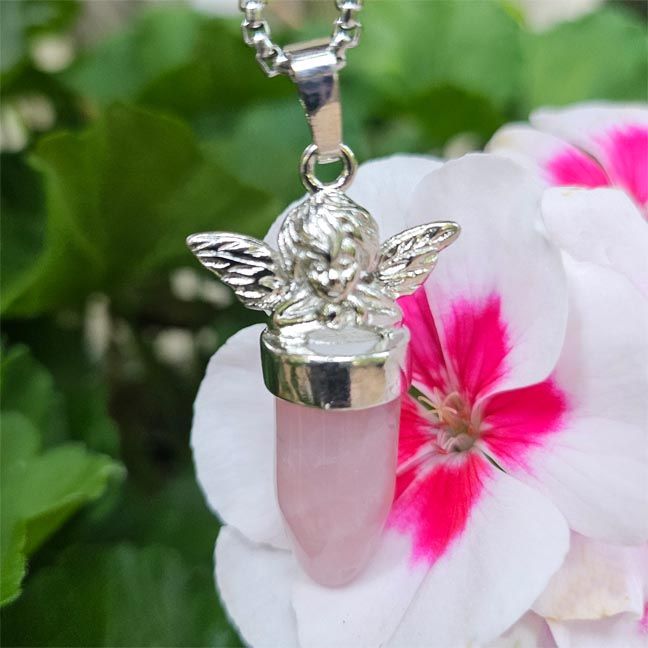 Rose Quartz Angel Pendant
