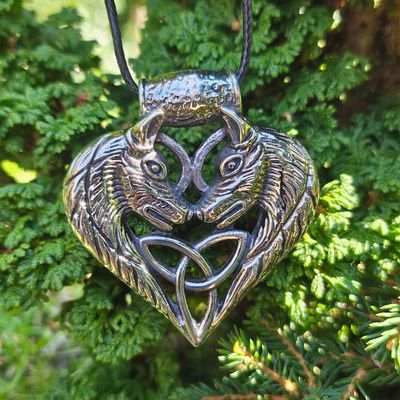 Twin Flame Wolves Totem Pendant