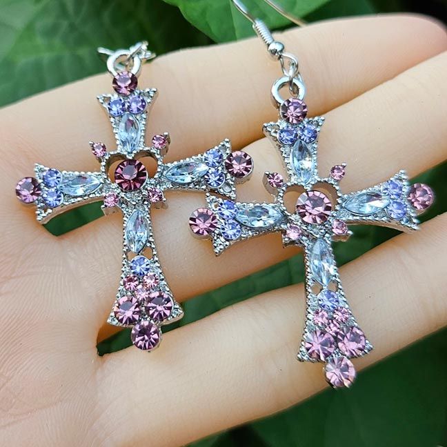 ✝️​Radiant Cross Rhinestone Earrings
