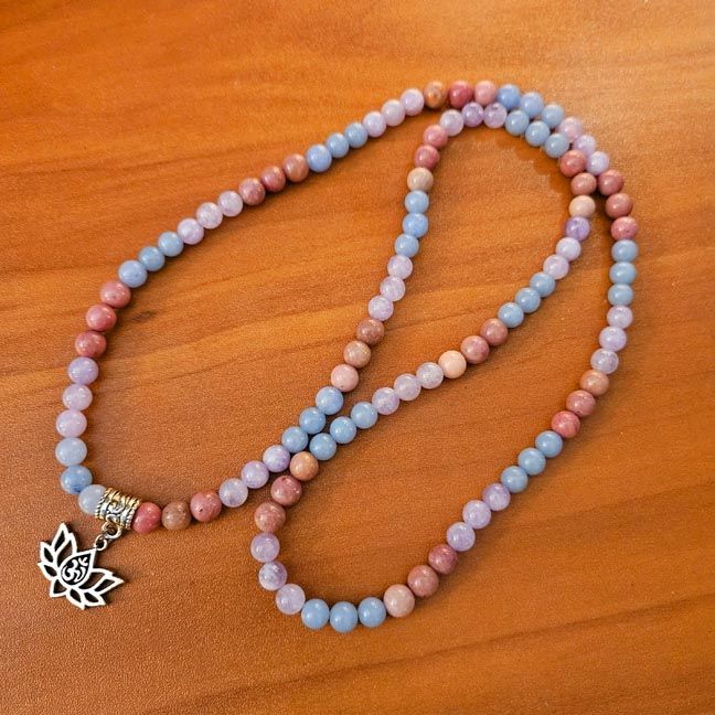 Angelite, Lilac Amethyst &amp; Rodhonite Prayer Beads