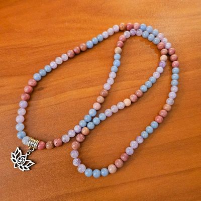 Angelite, Lilac Amethyst &amp; Rodhonite Prayer Beads