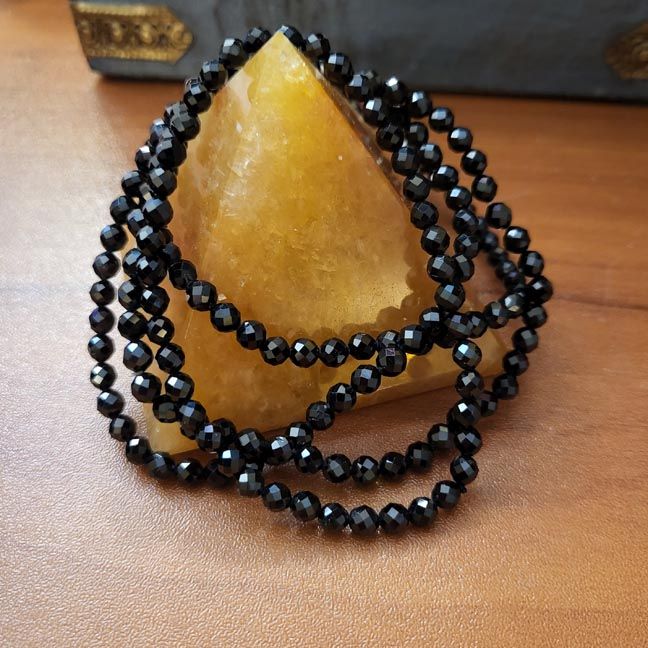 Faceted Black Spinel Bracelet 4mm