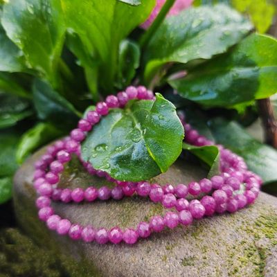 💖 Faceted Indian Ruby Bracelet — 4mm