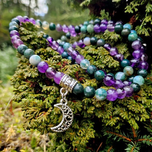 Moss Agate &amp; Amethyst Prayer Beads