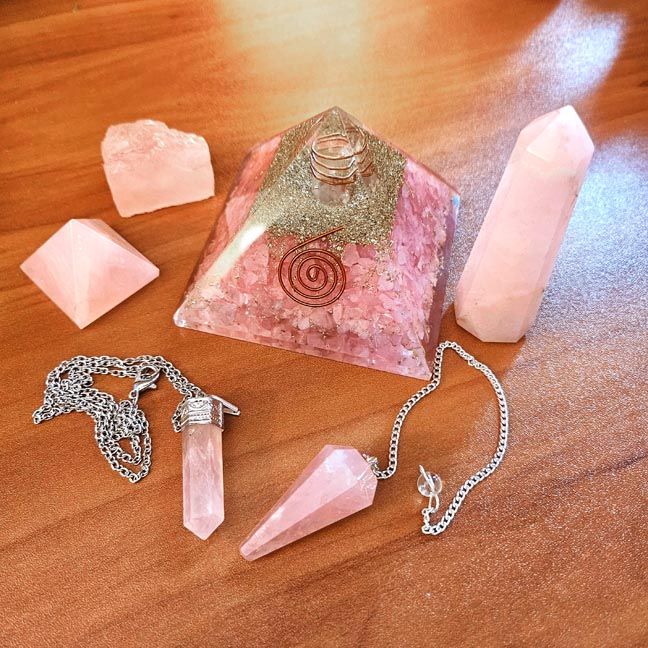 Orgone Intention Set — Orgone Pyramid, Obelisk, Pendulum &amp; Gemstone Tools