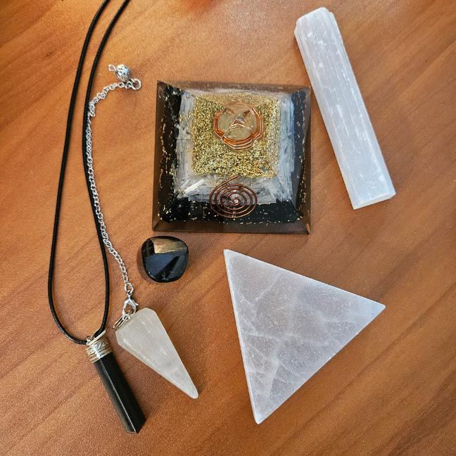 🌓 Selenite &amp; Black Tourmaline Intention Set