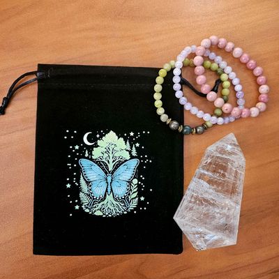 🌙​Moonlit Moth Velveteen Art Pouch