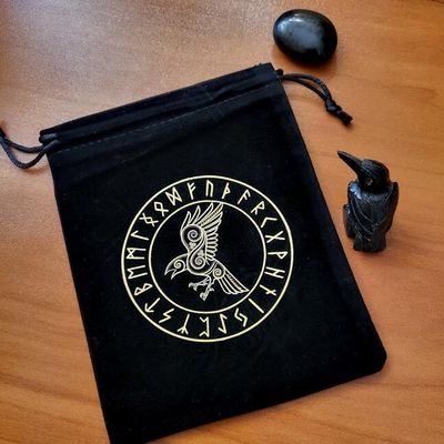 🌀​Runic Raven Velveteen Art Pouch