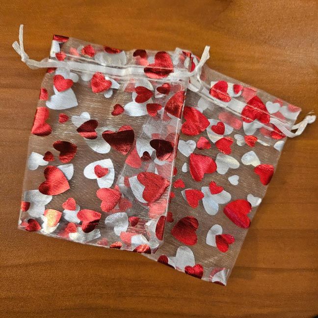 💕 Hearts Organza Drawstring Bags