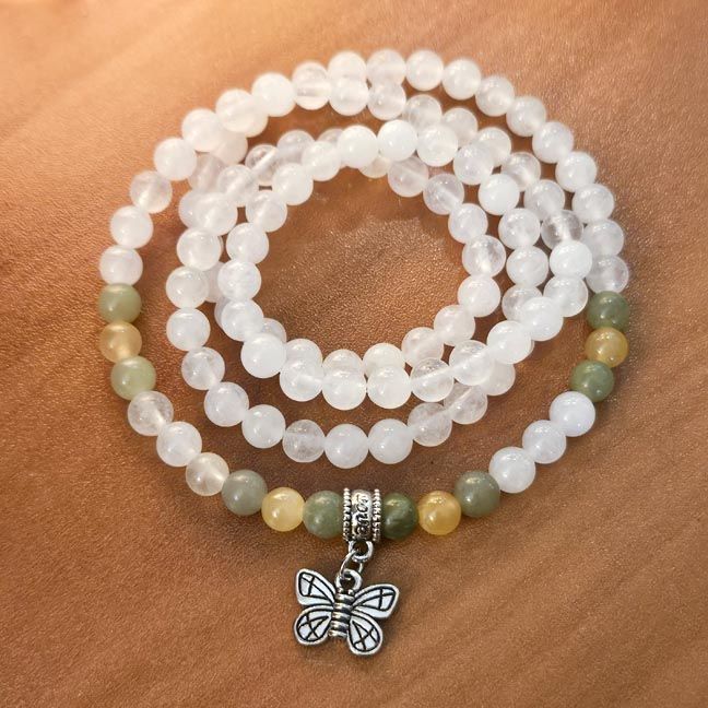 Green, Yellow &amp; White Jade Prayer Beads