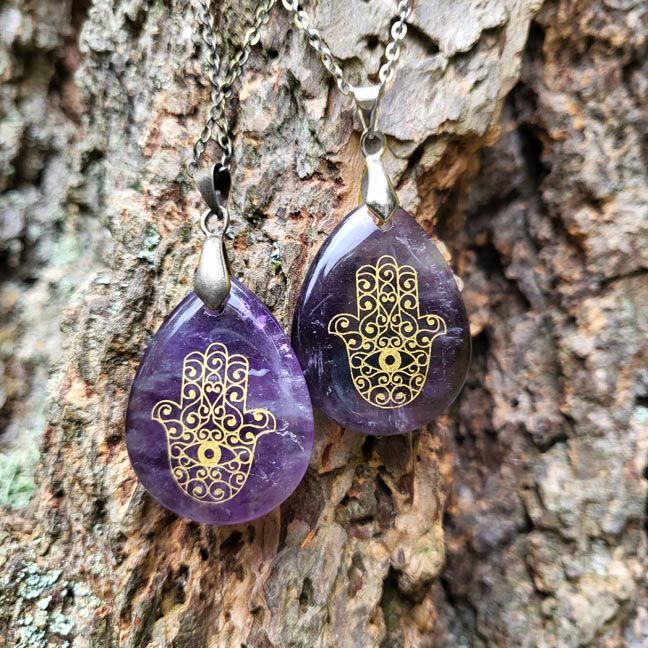 🪬 Amethyst Hamsa Pendant