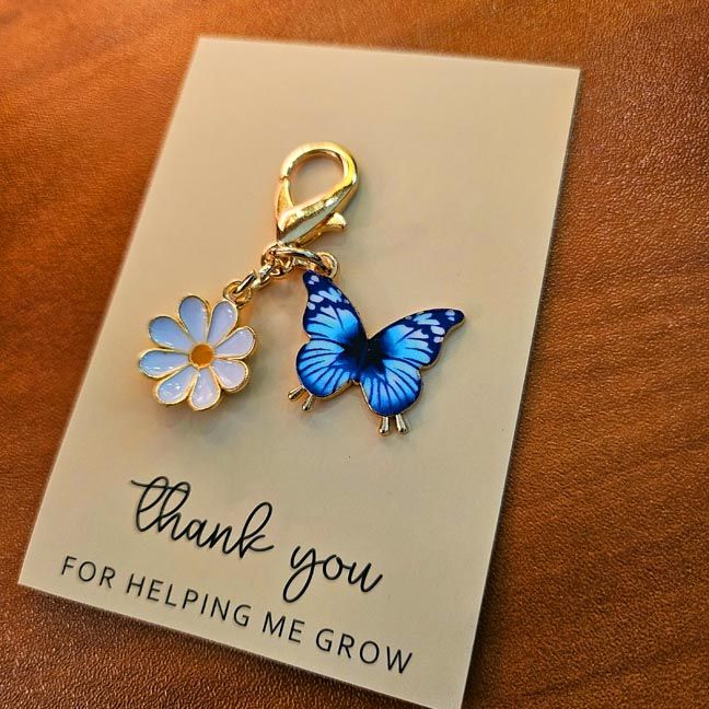 🌼​Blue Butterfly &amp; Marigold — Clip‑On Blessing