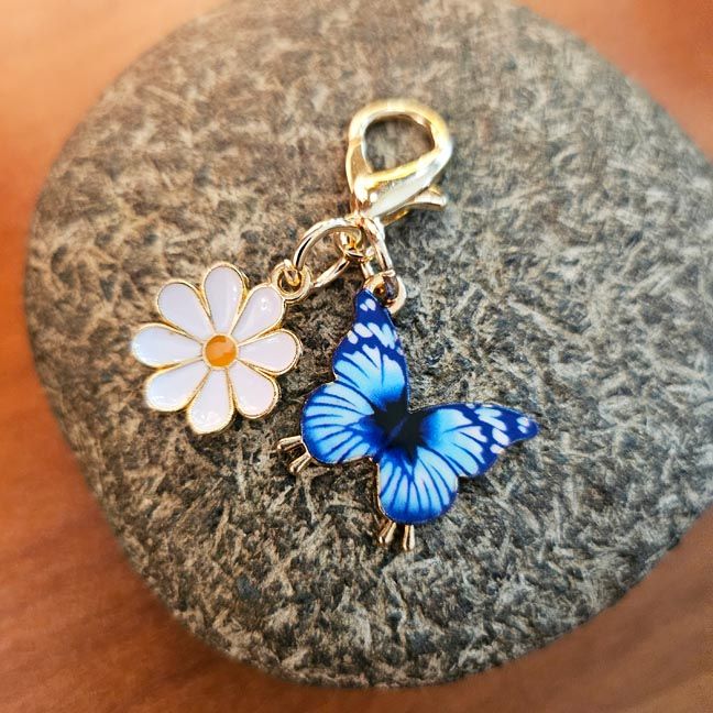 ​Blue Butterfly &amp; Marigold — Clip‑On Blessing