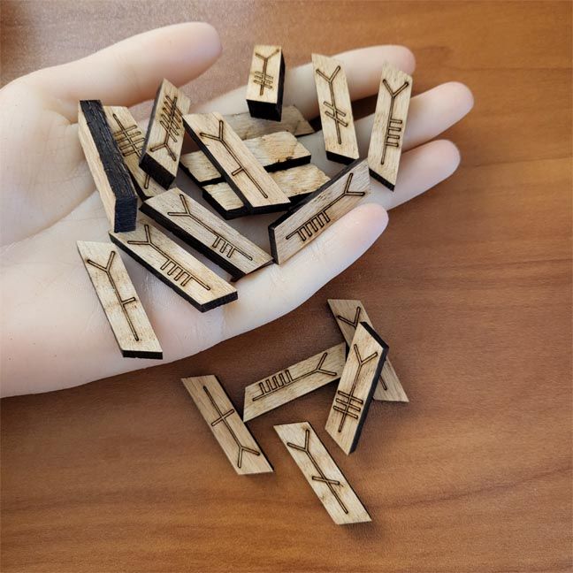 Ogham Runes in Oak Wood
