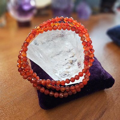 🍑​Faceted Carnelian Bracelets — 4mm