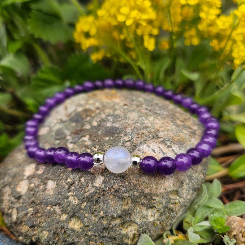 💜Amethyst &amp; Rainbow Moonstone Bracelet