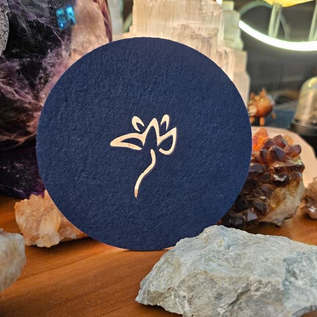 4" Lotus heat‑resistant mat for candles and incense, designed to protect altars and tabletops.