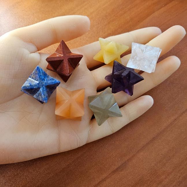 Gemstone Merkaba Chakra Set | 7‑Stone Sacred Geometry Set for Alignment
