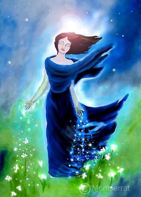 She Who Dreams the Flowers Altar Card by Montserrat