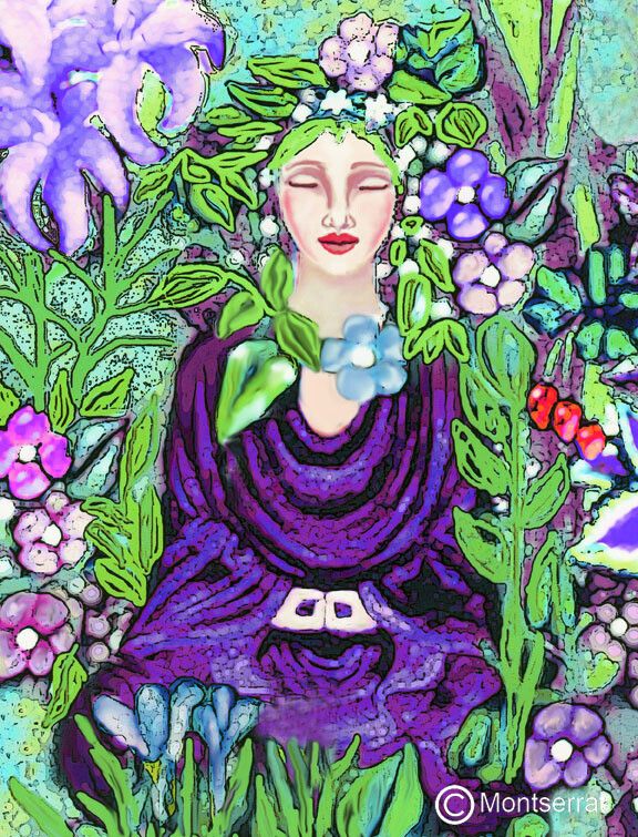 Buddha of the Garden Altar Card by Montserrat