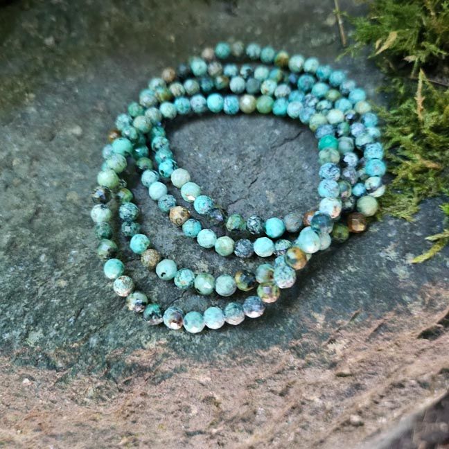 Faceted African Turquoise Bracelets (3–4mm)