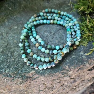 Faceted African Turquoise Bracelets (3–4mm)