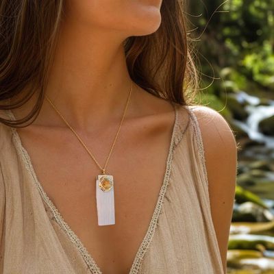 Selenite &amp; Gemstones Pendant (4+ Units per Design)
