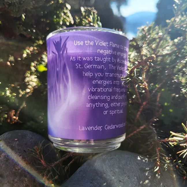 Violet Flame Organic Soy Candle for Peace, Purification &amp; Spiritual Renewal