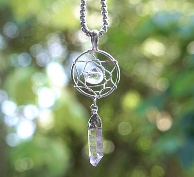 Clear Quartz Dream Catcher Necklace