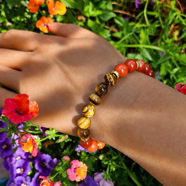 Tiger Eye, Red Jasper &amp; Carnelian Bracelet