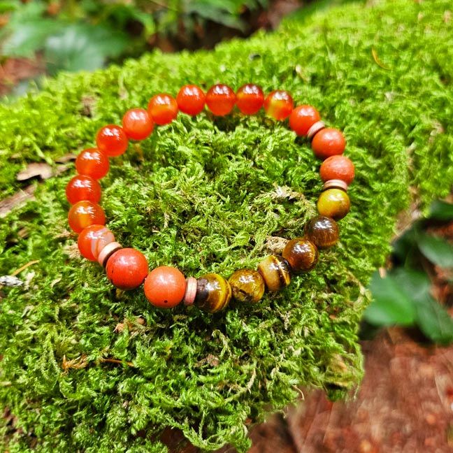 Tiger Eye, Red Jasper &amp; Carnelian Bracelet