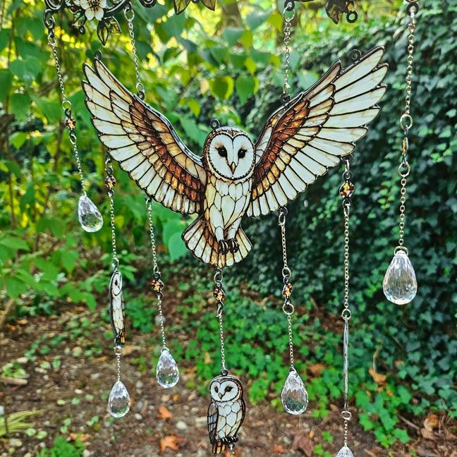 Owl Suncatcher for Intuition, Protection &amp; Night‑Magic