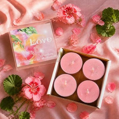 Love Organic Soy Tea Lights  • Rose Geranium • Love &amp; Compassion