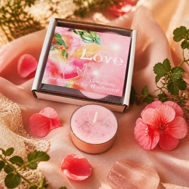 Love Organic Soy Tea Lights  • Rose Geranium • Love &amp; Compassion