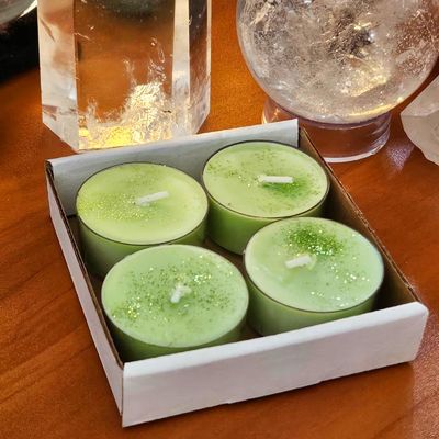 Money Spell Organic Soy Tea Lights — Cinnamon, Bergamot, Vetiver &amp; Honeysuckle