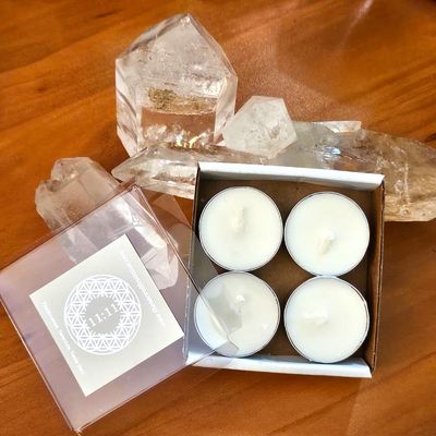 11:11 organic soy tea-lights with Rose Geranium and Frankincense for alignment, manifestation, and new beginnings.