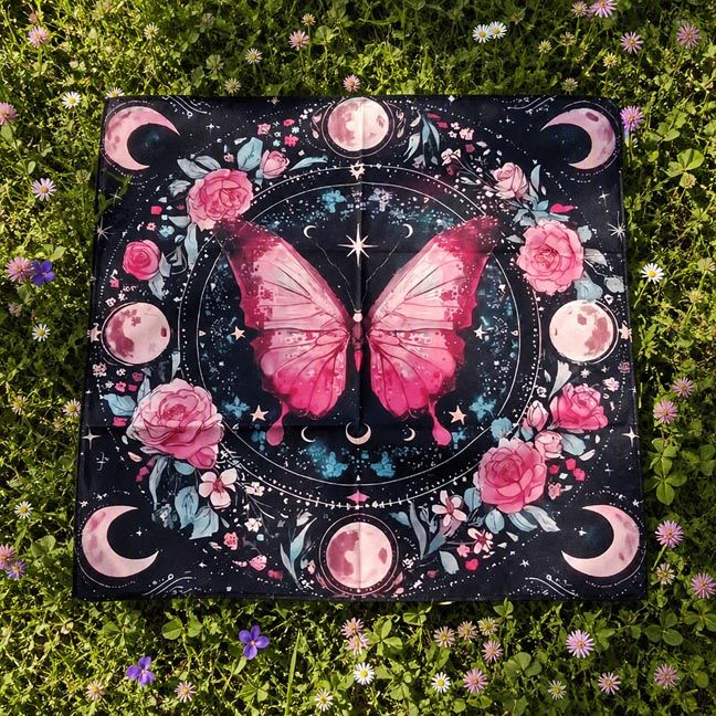 Butterfly &amp; Moon Garden Altar Cloth — Transformation • Love • Lunar Magic