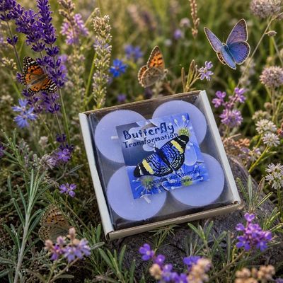 Butterfly Organic Soy Tea Lights • Lavender &amp; Rosemary • Transformation
