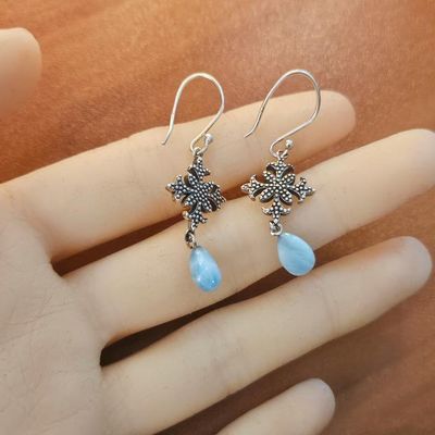 Larimar Teardrop Earrings in Sterling Silver — Ocean Calm