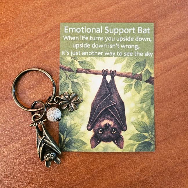 Emotional Support Bat Keychain &amp; Card