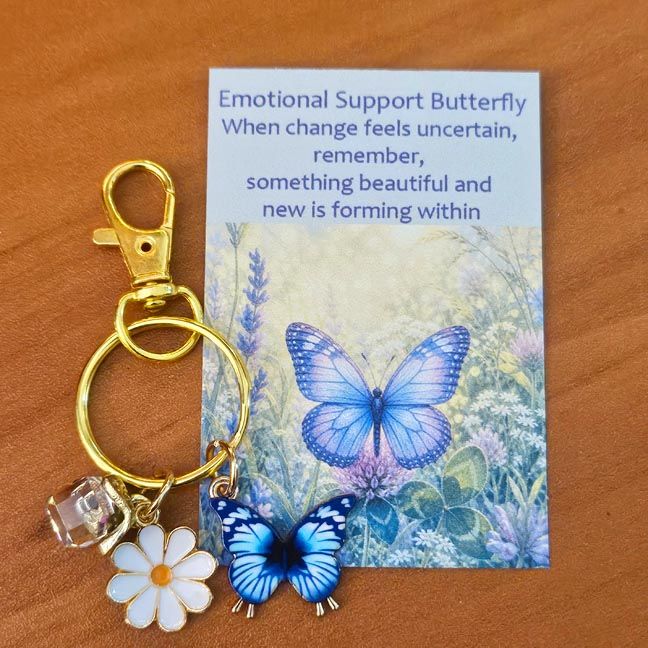 Emotional Support Butterfly Keychain