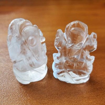 Clear Quartz Mini Ganesh – Hand‑Carved, Luminous, One‑of‑a‑Kind