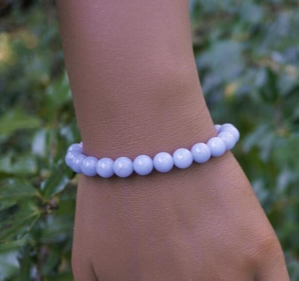 Angelite Bracelet • 8mm Gemstone Beads • Peace, Communication &amp; Angelic Guidance